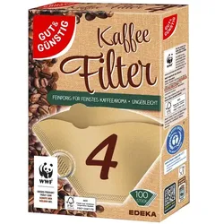 Kaffeefilter für Kaffeemaschinen 100 Stück in Gr. 4, Abbildung kann abweichen