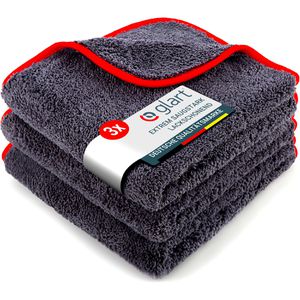 Glart Poliertuch Premium Flausch , 40 x 40 cm, aus Mikrofaser, für Lack und Kunststoff, 3 Stück