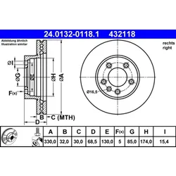 Bremsscheibe ATE 24.0132-0118.1 für VW Porsche Touareg Cayenne