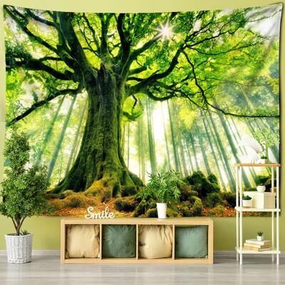 Uplift Picks Forest Tree Wall Tapestry Bohemian Nature Scenery Hanging Decor 09 400x220 Cm