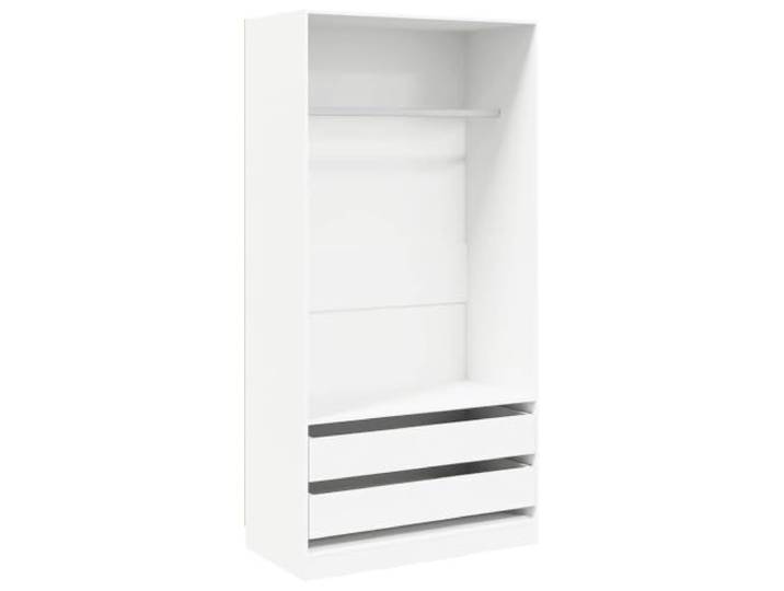HKQWPBF Kleiderschrank Weiß 100x50x200 cm Holzwerkstoff 2 Schubladen, 1 großes Fach, Hängestange, leicht zu reinigen, einfache Montage, kompakte Aufbewahrung