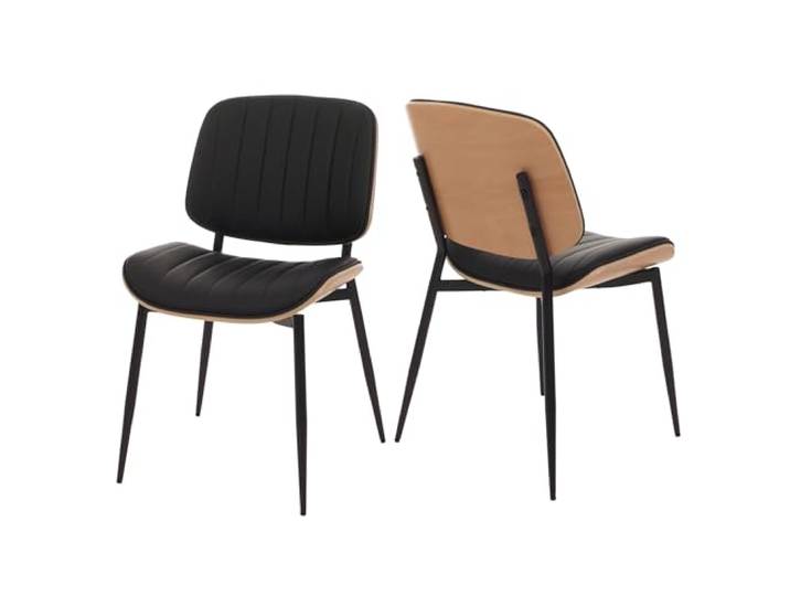 Mendler 2er-Set Esszimmerstuhl HWC-O44 - Natur, schwarz Küchenstuhl, Stuhl, Bugholz, Kunstleder, FSC®