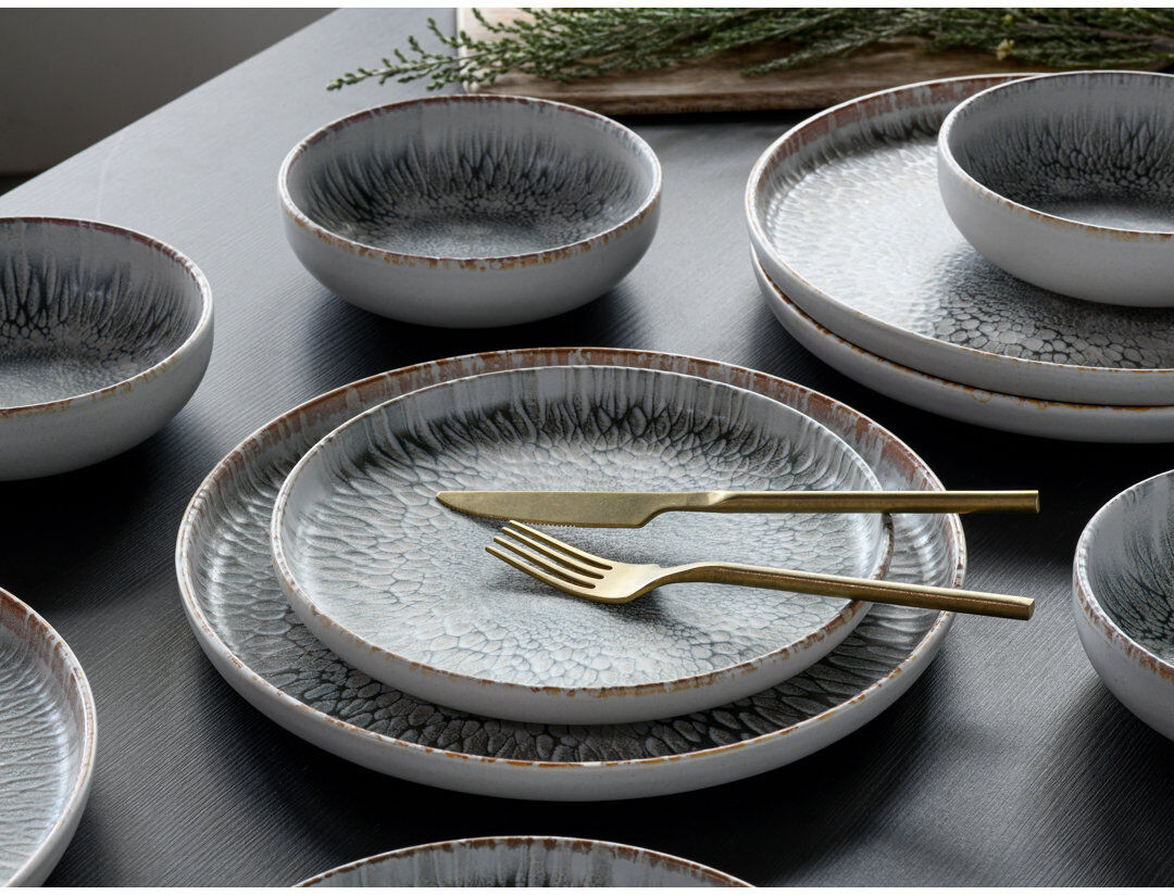 Creatable Uno Volcano 12 Piece Dinnerware Set, Service for 4 Cream/Silver/Grey 12