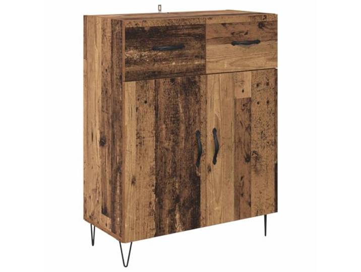 TEKGHUT Sideboard Altholz 69,5 x 34 x 90 cm Holzwerkstoff Rechteckige Form, Regale, abgeschrägte Metallbeine, matte Metallgriffe, Wandbefestigung, einfache Pflege