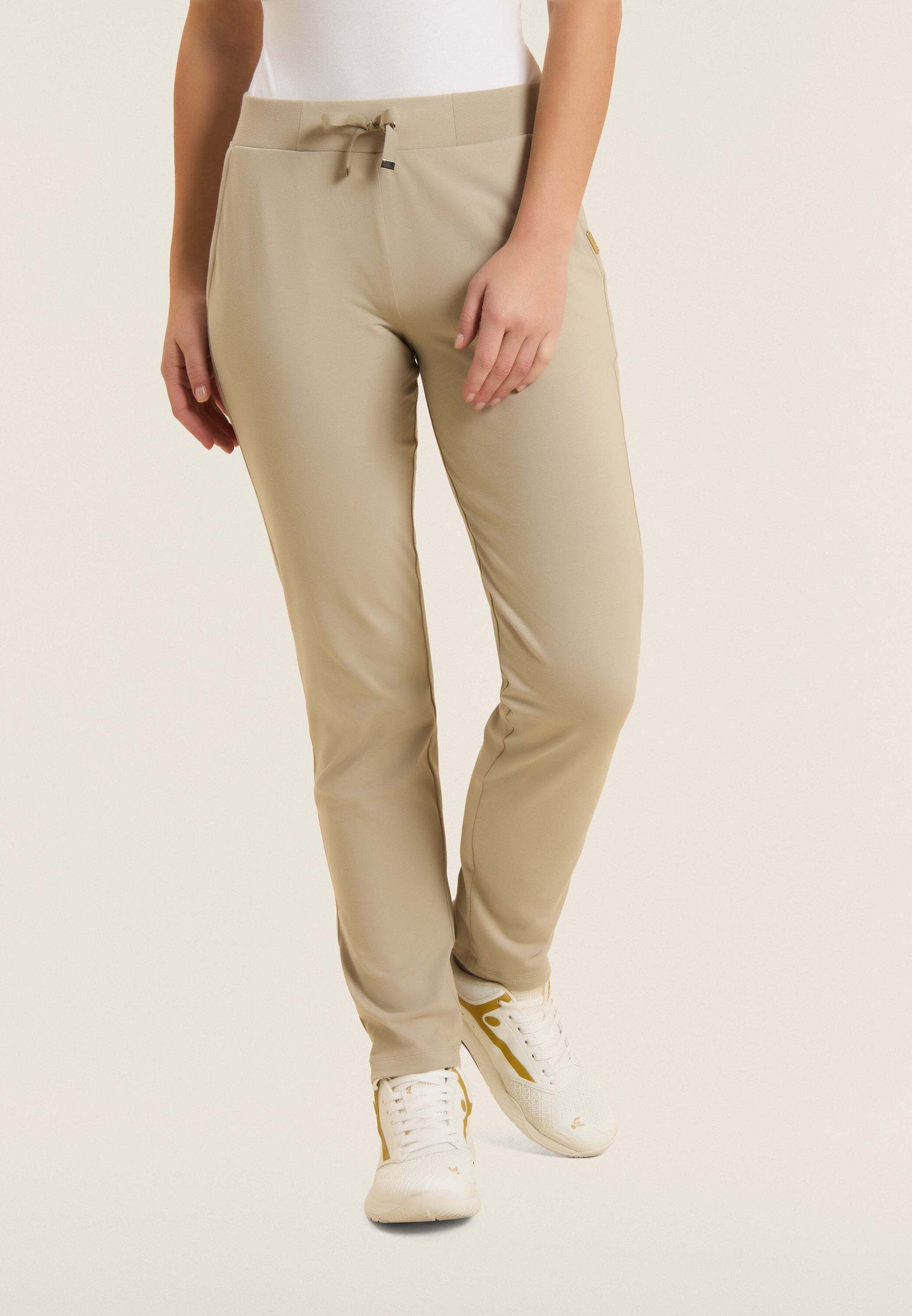 Trainingshose FREDDY "Trainerhose S26WSLP3", Damen, Gr. M, EURO, beige (abbey stone), Obermaterial: 90% Baumwolle CO. 10% Elasthan EL., Hosen Trainingshose abbey stone M, EURO