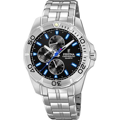 Multifunktionsuhr FESTINA, silber (silberfarben), Armbanduhren, Herren, Armbanduhr, Quarzuhr, Herrenuhr, Edelstahlarmband,bis 10bar wasserd.