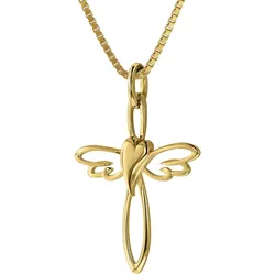 trendor 39573 Kreuz-Anhänger 333 Gold mit goldplattierter Silberkette, 45 cm
