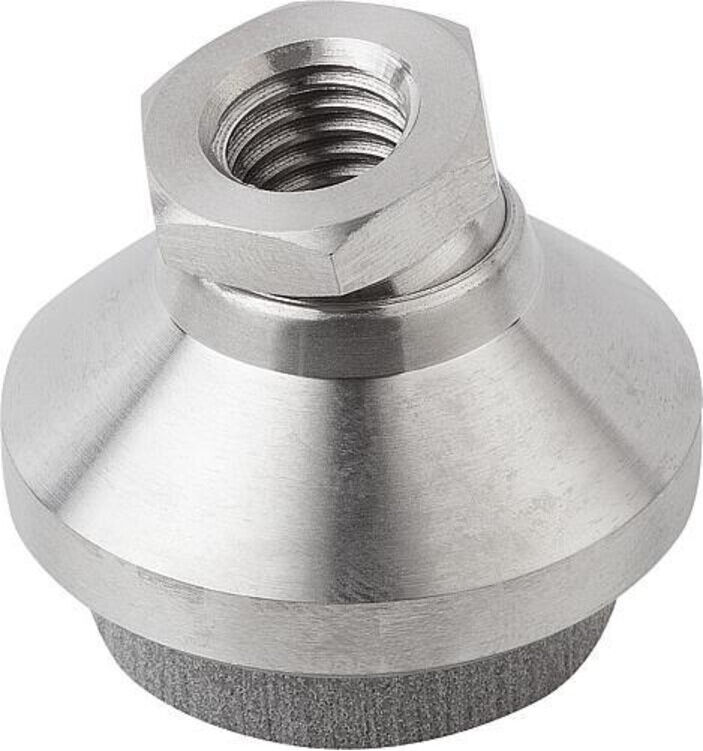 KIPP Gelenkteller D1=M16 D=50 H=40 Edelstahl schwingungsdämpfend (K0420.316)