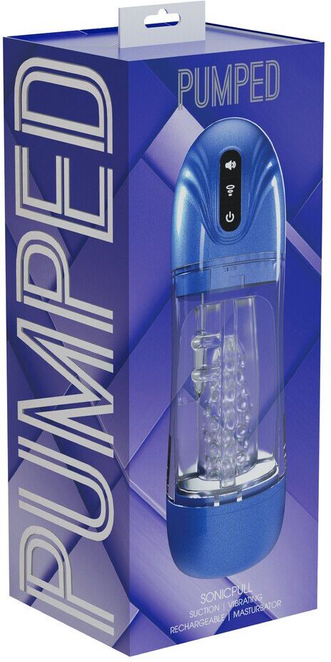 Pumped SonicPull - Suction and Vibration Masturbator Pump - Multimedia Enhanced - Metallic Blue