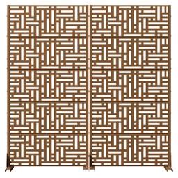 Dovelina Metal Outdoor Privacy Screen Free Standing Set of 2