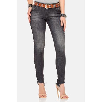 Skinny-fit-Jeans CIPO & BAXX "Jeans", Damen, Gr. 26, Länge 32, schwarz, 91% Baumwolle, 6% Polyester, 3% Elasthan, unifarben, Basic, skinny fit lang, Jeans, in Skinny-Fit, WD341