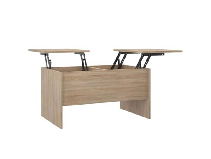GHVBNMF Couchtisch Sonoma-Eiche 80x50x42,5 cm Hoehenverstellbar Praktischer Wohnzimmertisch mit anhebbarer Platte und zwei geschlossenen Stauraumfaechern fuer Ordnung.