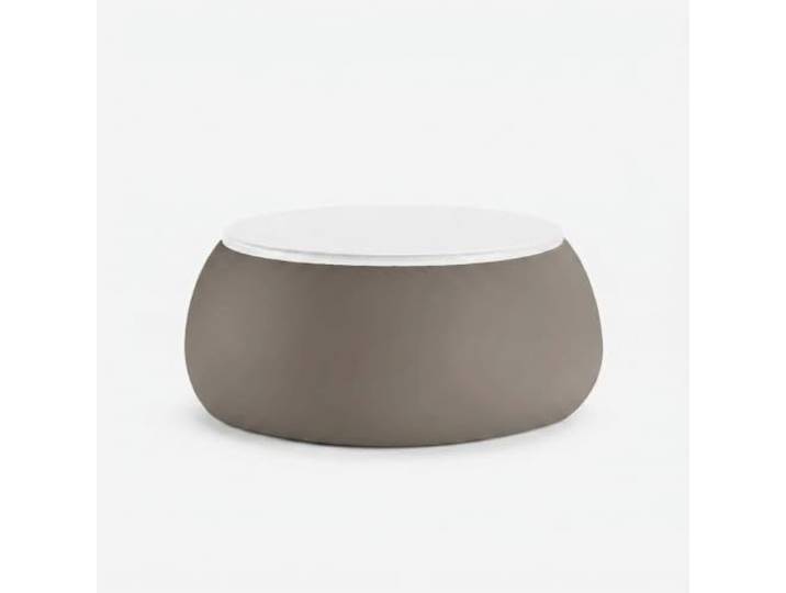 Couchtisch, rund, modernes Design, Behälter T Ball, Beige Juta