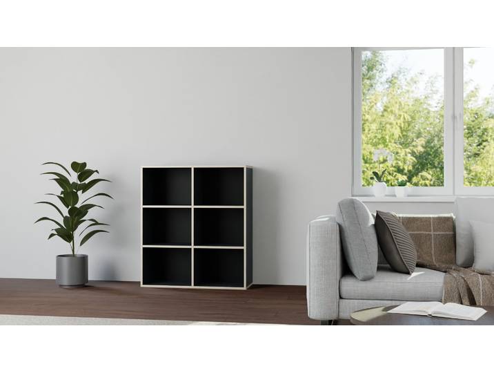 Schwarzes Plattenregal nach Maß Premium Dekore Schwarz Multiplex Kante