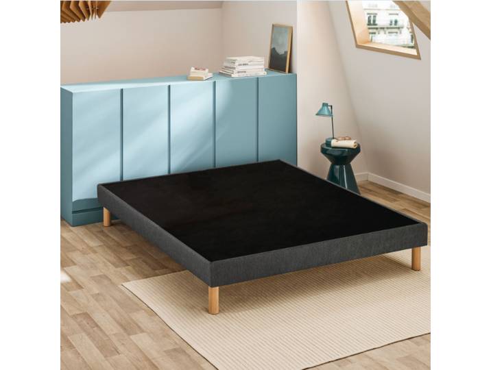 Sommier déco tapissier Unic gris - Bultex 160x190