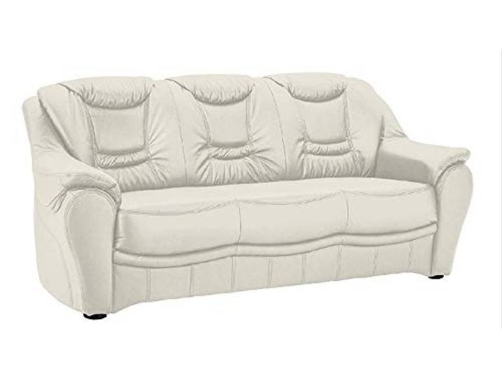 Cavadore 3-Sitzer Bansa mit Federkern / Polstercouch in Leder / 198 x 94 x 95 / Echtleder Weiß