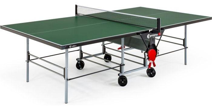 Tischtennisplatte SPONETA S3-46e, Outdoor, Klappbar, Inkl. Netzgarnitur, 4 Doppelräder, Grau/Grün
