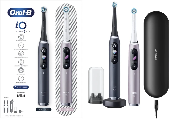 Oral-B iO Series 9 Duo Black Onyx & Rose Quartz Magnetische Zahnbürste