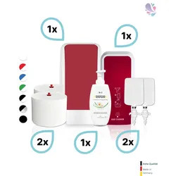 KOMPLETT-SET Toilettenkabine: Toilettenpapierspender + SENSOR Sitzreinigung + Reinigungsschaum + Füllmittel