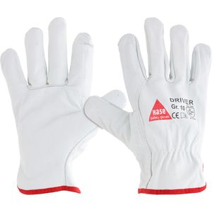 Hase Arbeitshandschuhe Driver, 850510, Echt Leder, weiß, Größe 9 / L, 12 Paar