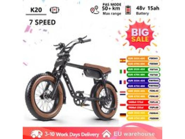 CMACEWHEEL K20 Elektrische Fiets Borstelloze Motor 48V18Ah 20IN Vetband E-bike 7 Versnellingen Volwassen Elektrische Fiets LCD Display eBIKE