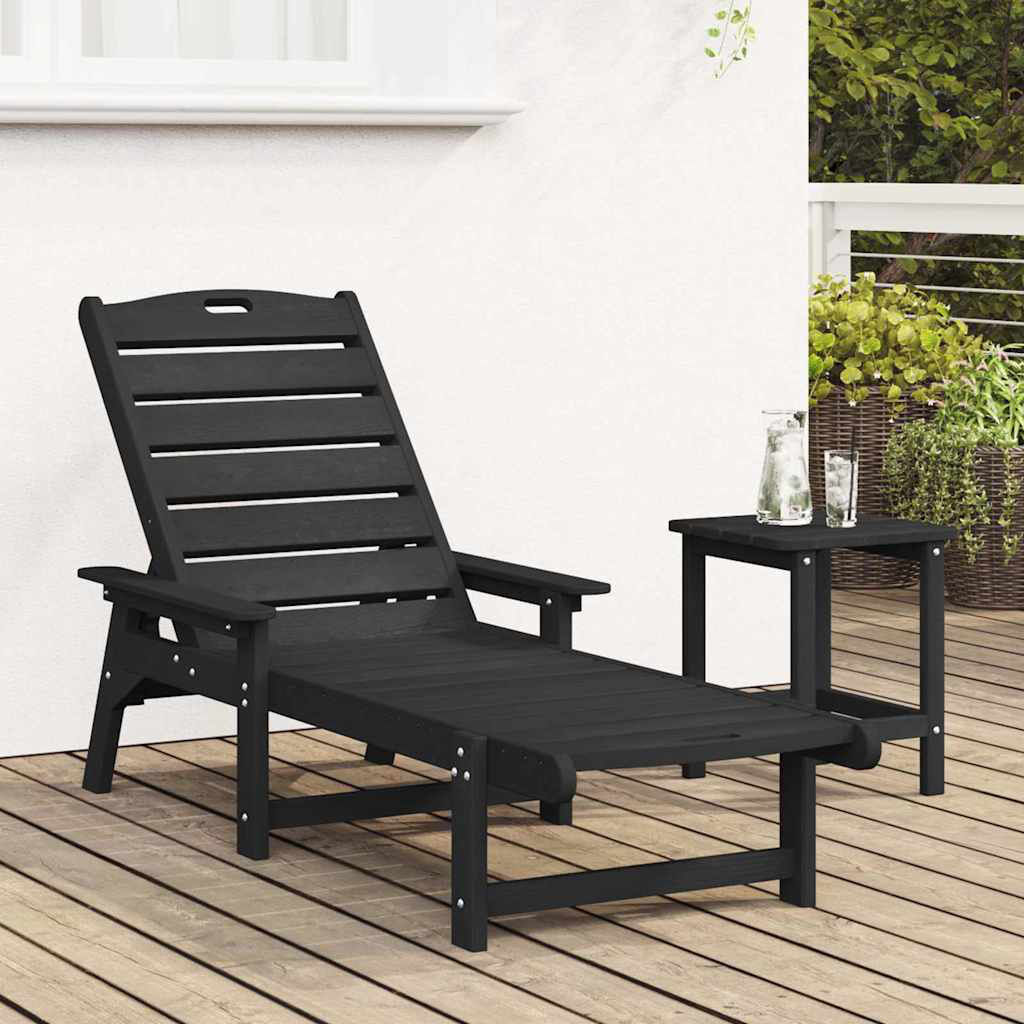 Lark Manor Sun Lounger HDPE Black 98.5cm H X 53cm W X 195.5cm L