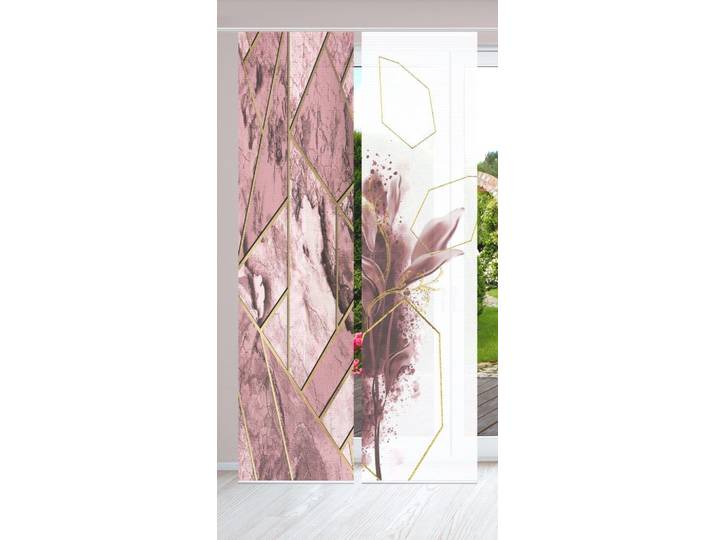 Schiebegardine HOME IN GREEN SIGNUM Gr. 1, rosa, B:60cm H:245cm, Polyester, Gardinen, Schiebegardine, SET DIGITALDRUCK,BAMBUSOPTIK RECYCELT