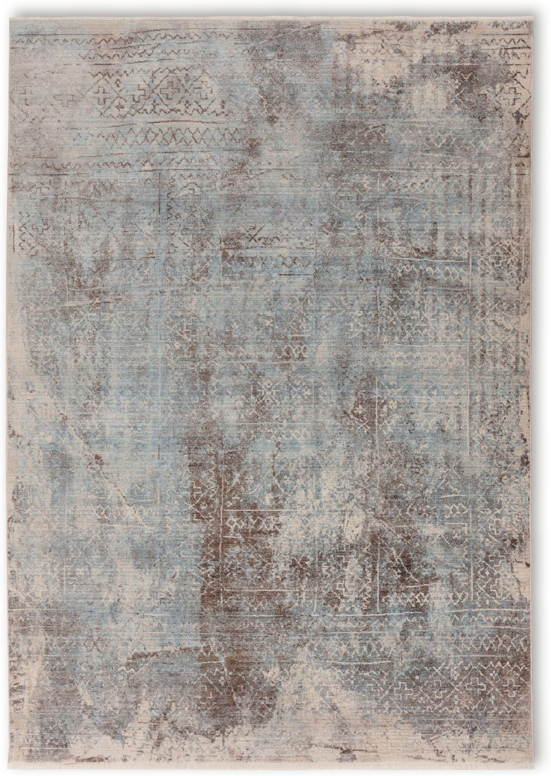 Teppich "Mystik 241", blau, B:70cm H:7mm L:140cm, Kunstfaser, SCHÖNER WOHNEN-KOLLEKTION, Teppiche, Teppich, Vintage Look, weiche Oberfläche, Wohnzimmer blau B : 70cm 1 Stk., 7mm, L: 140cm