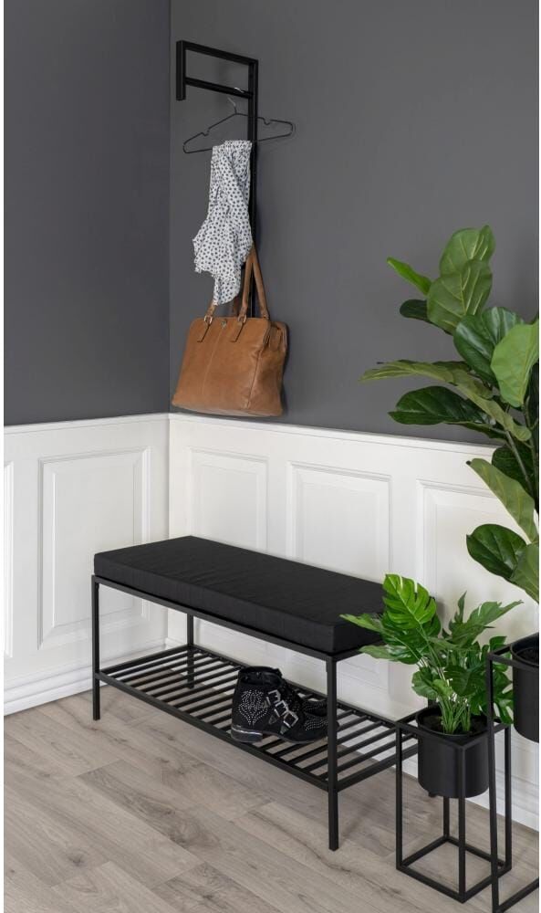 Sitzbank HOUSE NORDIC "Bank Vita", schwarz, B:100cm H:48,5cm T:36cm, Sitzbänke, Sitzbank schwarz B/H/T: 100cm x 48,5cm x 36cm