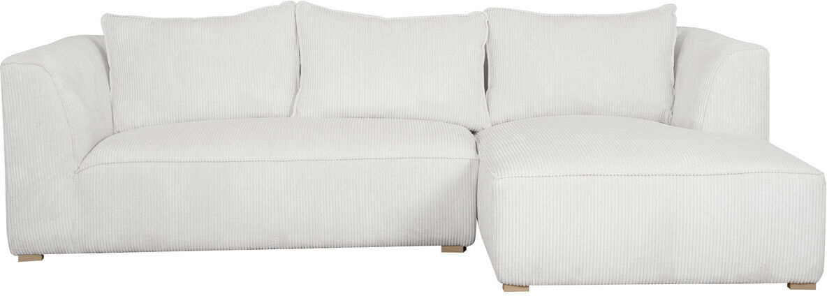 Miliboo Design-Ecksofa rechtseitig aus geripptem, écrufarbenem Samtstoff 3-4 Sitzer PANAM