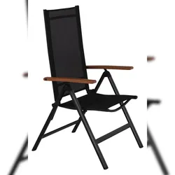 Ebuy24 Lamira Gartenstuhl Positionsstuhl, schwarz und teak Armlehnen. 2er Set