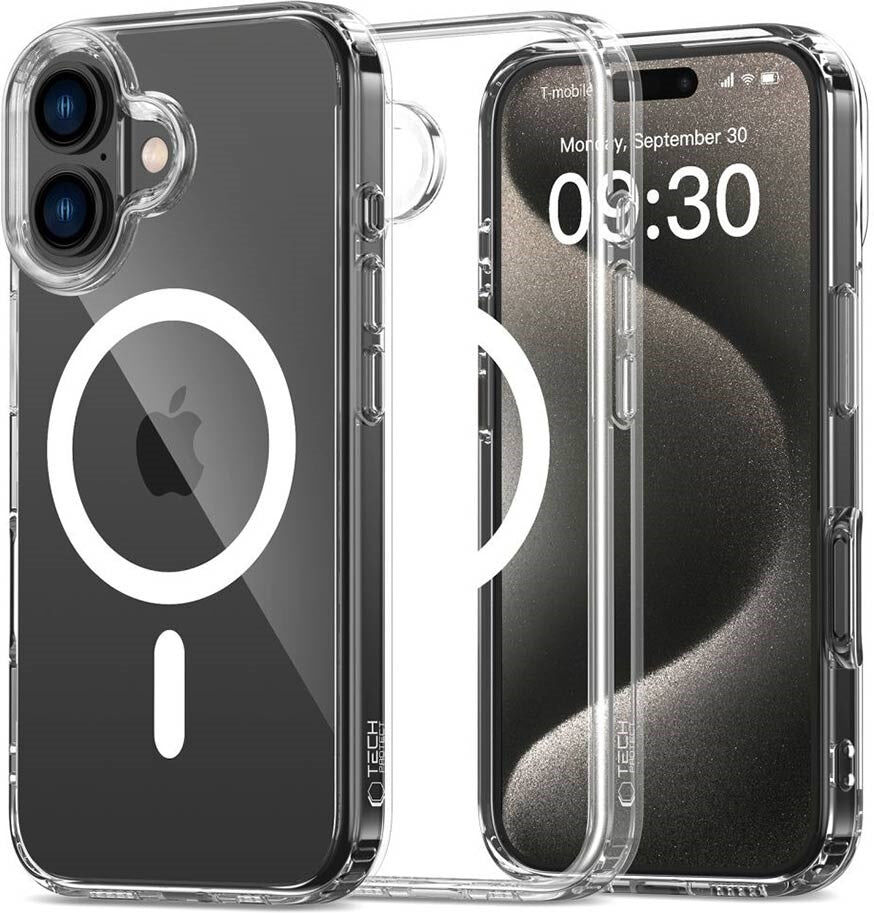 iPhone 16 Plus Tech-Protect Flexair Hybrid Bagside Cover - MagSafe Kompatibel - Gennemsigtig