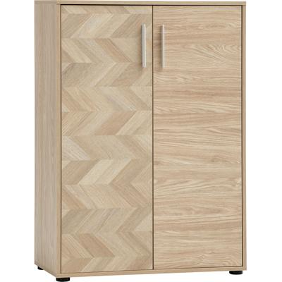 Aktenschrank SCHILDMEYER "AREZZO, Höhe 150 cm, 2 Türen, Fischgräten Dekor, MADE IN GERMANY", eiche hell, fischgräte, B:80,1cm H:113,4cm T:38,2cm, FSC-zertifizierter Holzwerkstoff, Schränke, Linke Tür in Fischgräten Dekor, MADE IN GERMANY