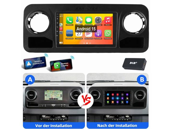ESSGOO 10,1 Für Mercedes Benz Sprinter W907 2018-2023 GPS WIFI BT EQ Autoradio (RDS, Digitalradio (DAB), FM, Carplay Android Auto GPS Navi WIFI BT EQ)