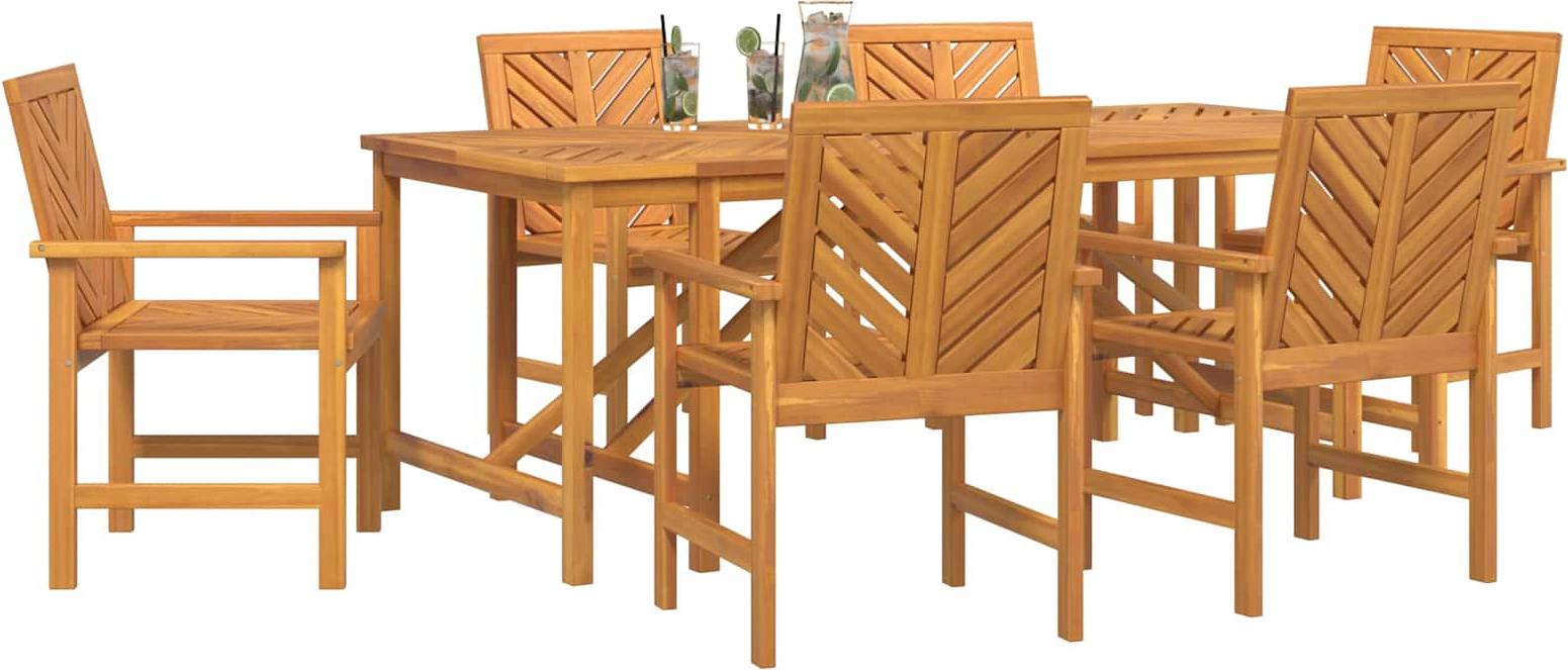 Garten Essgruppe 7 Stk. Braun Massivholz Akazie