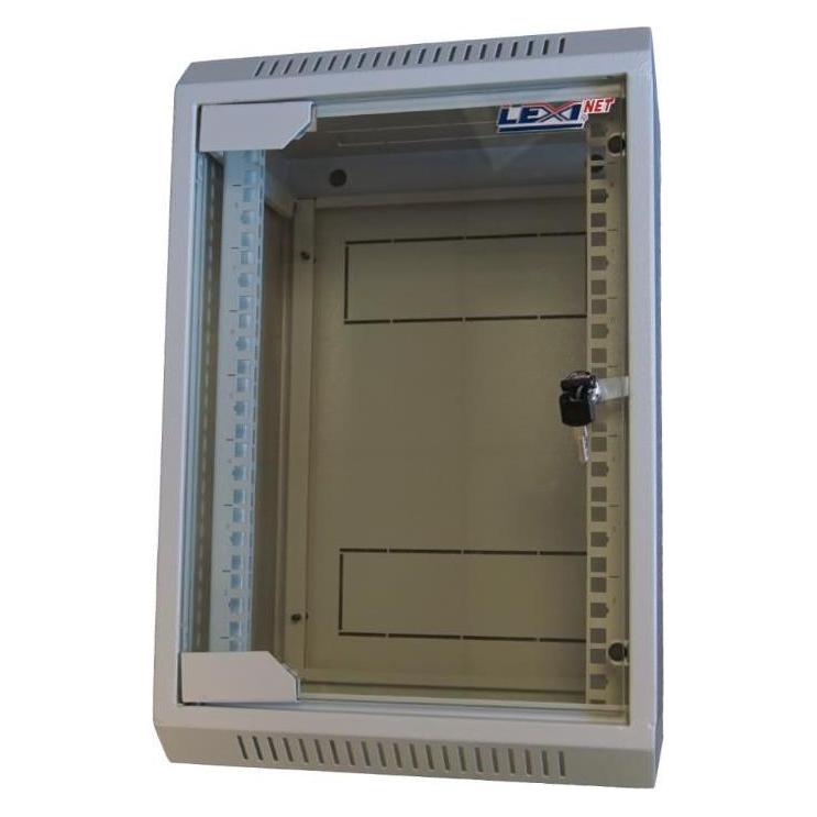 LEXI-Net 10" nástěnný rozvaděč 9U 310x260, skleněné dveře, svařovaný, šedý (9 HE, 10 Zoll Rack) (LN9U-10-31/26)