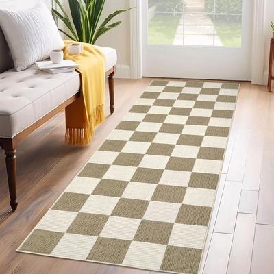 Garvee Textured Checkerboard Washable Area Rug