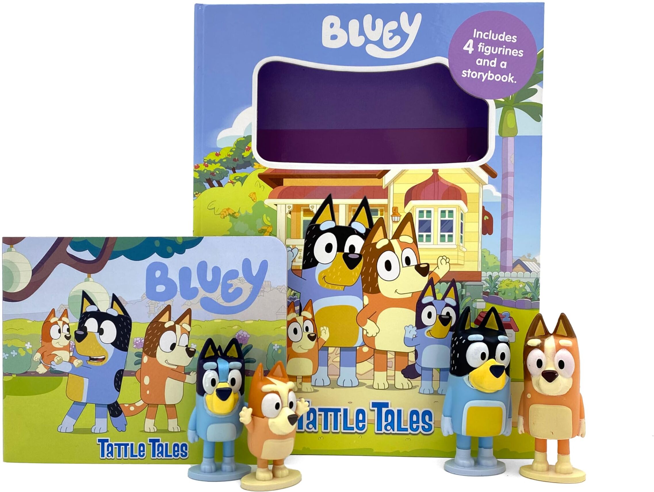 Phidal Publishing Inc. Bluey Tattle Tales - Activity Books for kids, 12-page storybook, 4 figurines