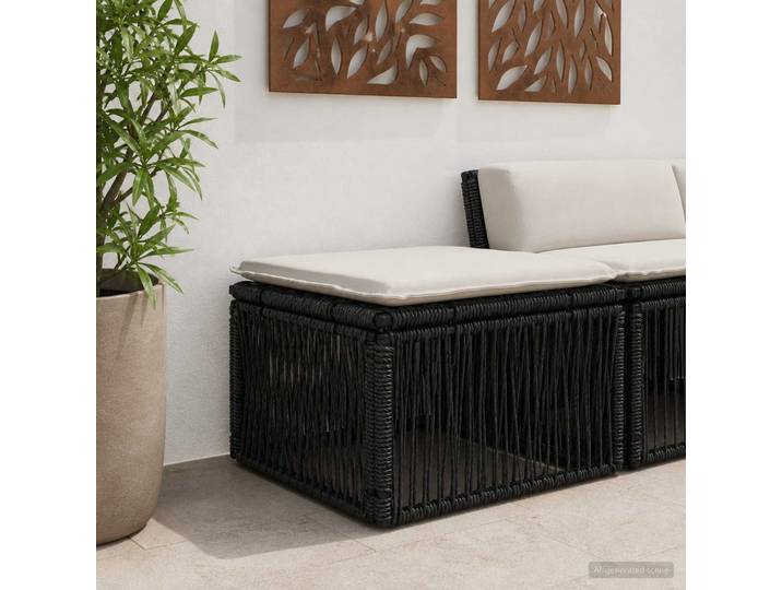 vidaXL Fußhocker Schwarz Poly-Rattan