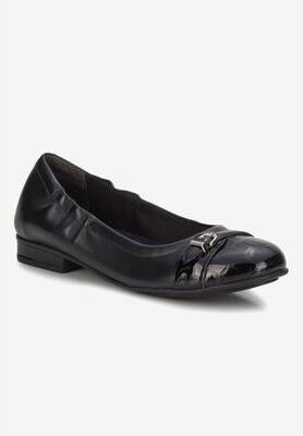Women's Trista Flat by Easy Street in Black Leather Patent (Size 6 M)