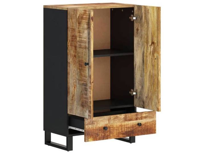 Brun Commode Salon CHIC Buffet haut/armoire latérale avec tiroir 60x33x100cm bois massif manguier et fer N11600