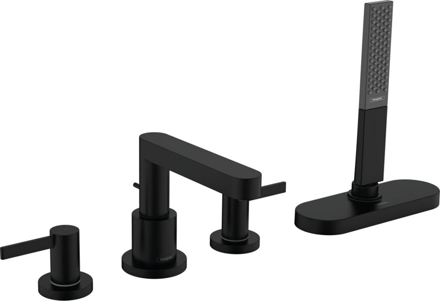Hansgrohe Finoris matzwarte badarmatuur met 4 aansluitingen en sBox