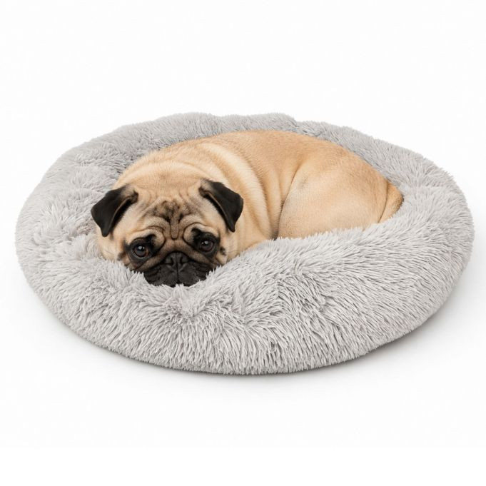 Relaxdays Donut Hondenbed en Kattenmand, Grijs, Diameter: 60 cm