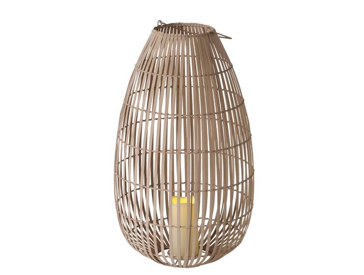 Led-Windlicht, Naturfarben, Holz, Metall, 35x60x35 cm, Dekoration, Laternen & Windlichter, Windlichter