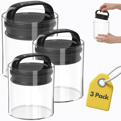 "Prepara Evak Fresh Saver Short - Black Handle, Variety Pack (Set of 3) - L: 5.75 × 5.67"" M: 5.12 × 4.65"" S: 4.06 × 3.78"""