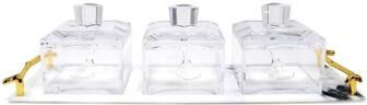 Vivience 3 Bowl Acrylic Serving Dish on Tray with Covers and Spoons