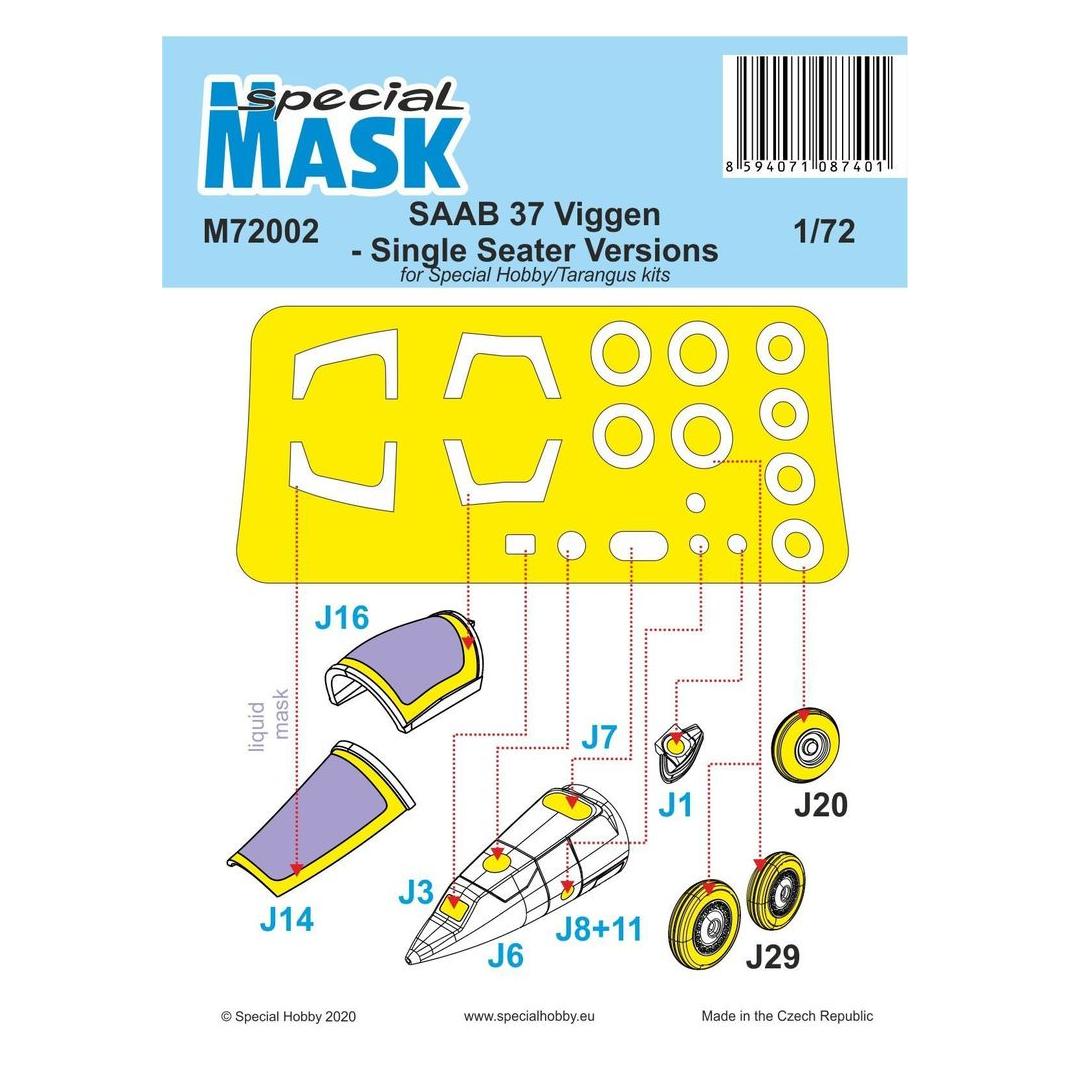 Special Hobby SAAB 37 Viggen Single Seater Mask (100-M72002)