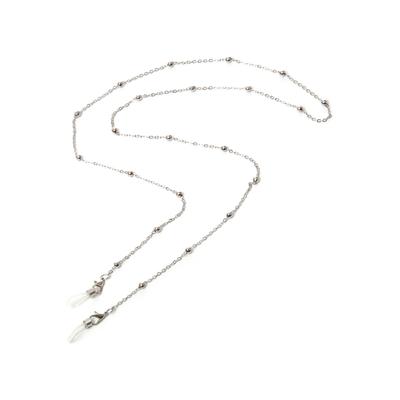 Brillenkette FIRETTI "mit Kugelelementen, rhodiniert", silber (metallfarben, transparent), Tragebänder, DamenL:78cm, Gummi, Metall, L:78cm