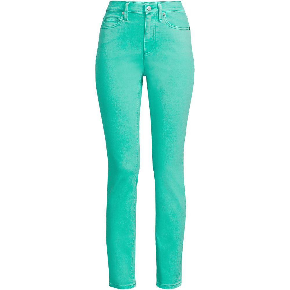 Slim Fit Öko Jeans High Waist für Damen, Damen, size: regular, Grün, Elasthan/Baumwoll-Mischung/Polyester-Mischung, by Lands' End