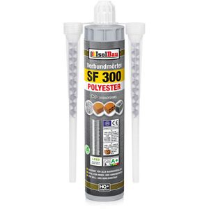 IsolBau Injektionsmörtel 519557, SF 300, 2K-Verbundmörtel, mit 2 Statikmischern, 300ml